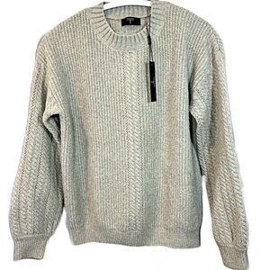 Tahari Wool Blend Long Sleeve Crew Neck Pullover Sweater Celery Green Sz S NWT